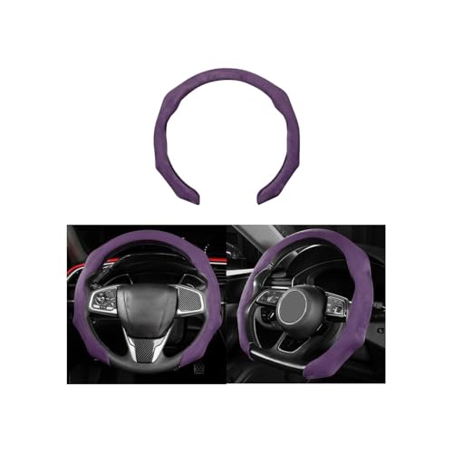Mandark Car Steering Wheel Cover, Suede Sport Vehicle Steer Wheel Protector Fitting 15 Inch, Non-Slip Comfortable Automotive Interior Decoration Accessories, Universal for Most Cars (Purple) - color: Purple