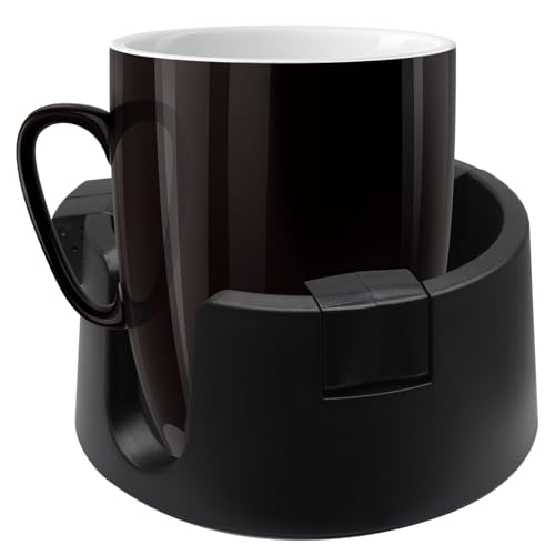 Anti Spill Cup Holder - Adjustable Plastic Drink Holder - Adhesive Desk Cup Holder for Home Office Couch Table - Black - color: Black