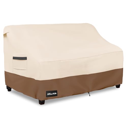 ANartcle 3-Seater Patio Sofa Cover,85W x 37D x 35H Inches Outdoor Couch Cover,100% Waterproof Heavy Duty Patio Sofa Covers,Patio Furniture Covers,Beige&brown - color: Sofa-Beige&brown, size: 85"W x 37"D x 35"H