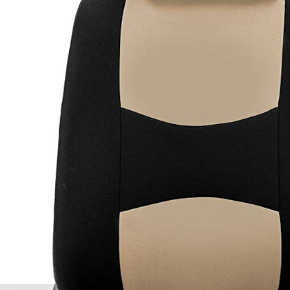FH Group Car Seat Covers for SUV, Sedan, Van Beige Front Set in Cloth - Low Back Car Seats Covers with Removable Headrest, Universal Fit, Automotive , Washable - color: Beige, style: Seat Cover Front Set