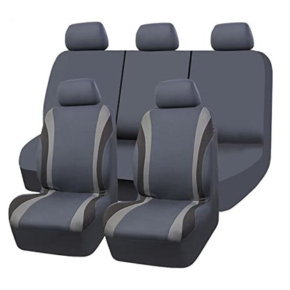 CAR PASS Line Rider Sporty Cloth Universal Fit Car Seat Cover -100% Breathable with 5mm Composite Sponge Inside,Airbag Compatible,3zipper Bench(Full Set, Space Gray) - color: Gray, size: Full Set