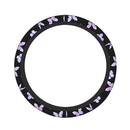 Purple Butterfly Car Steering Wheel Cover Non-Slip - color: Purple Butterfly