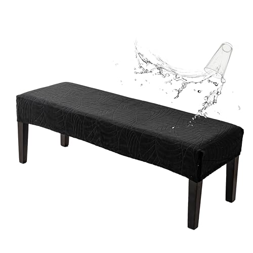 Genina Stretch Jacquard Dining Bench Cover - Anti-Dust Removable Bench Slipcover Washable Bench Seat Protector Cover for Living Room, Bedroom, Kitchen-Black - color: Black, size: Macrophyte