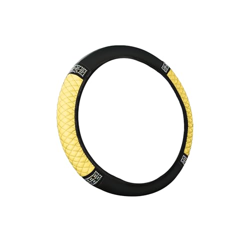 Bling Car Steering Wheel Cover, 15 Inch Rhinestones Soft Leather Elastic Steering Wheel Protector, Universal 15 Inch for Women Girls, Fit Vehicles, Sedans, SUVs, Vans, Trucks (Yellow) - color: Yellow