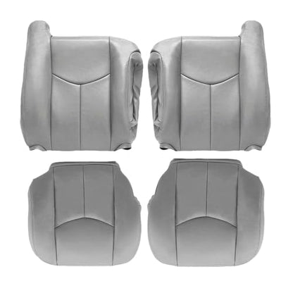 SecosAutoparts Driver & Passenger Bottom & Top Lean Back & Driver Foam Cushion Leather Seat Cover Light Gray # 922 fit for Chevy GMC Tahoe Suburban Avalanche Yukon Silverado Sierra 2003 2004 2005 2006