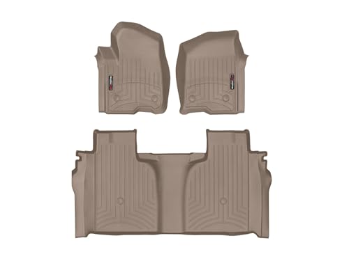 WeatherTech Custom Fit FloorLiners for Chevrolet Silverado 1500, Silverado 2500HD/3500HD, Silverado 1500 LTD - 1st & 2nd Row (451436-1-2), Tan - color: Tan
