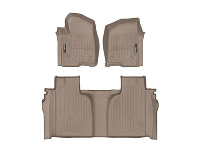 WeatherTech Custom Fit FloorLiners for Chevrolet Silverado 1500, Silverado 2500HD/3500HD, Silverado 1500 LTD - 1st & 2nd Row (451436-1-2), Tan - color: Tan