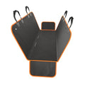 Waterproof Hammock Standard Car Seat Cover, Fits Sedans Hatchbacks Crossovers Coupes Compact Vehicles, Secure Convertible Travel Bed Protects Backseat Cargo from Dogs, Black w/Orange Trim