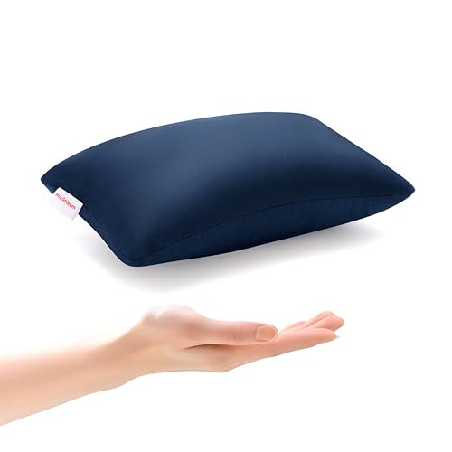 Pro Goleem Small Pillow 11"x7"x2.5" for Travel and Camping with Name Tag Mini Tiny Pillow for Room Couch Sofa Chair and Outdoor Car Air Nap Neck Lumbar Knee Rest Pillows, Navy Blue - color: Navy Blue