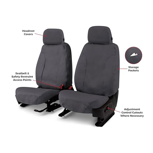 Covercraft Polycotton Custom Seat Covers | Fits 2023-2024 Ford F-150 (Excludes Raptor) | 1st Row Bucket Seats, Charcoal