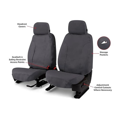 Covercraft Polycotton Custom Seat Covers | Fits 2023-2024 Ford F-150 (Excludes Raptor) | 1st Row Bucket Seats, Charcoal