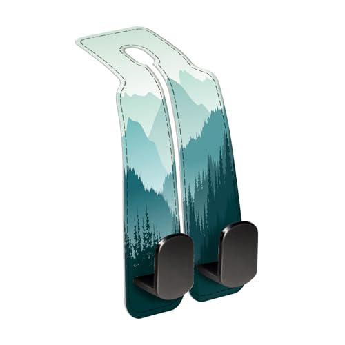 Car Seat Back Storage Headrest Hook, Premium Leather Double Metal Hook, Hanger Storage Organizer for Purse Cloth Bag, Car Interior Accessories Beautiful Blue Mountain - color: Beautiful Blue Mountain