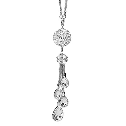 OTOSTAR Bling Crystal Ball and Drops Car Hanging Accessories, Rear View Mirror Pendant Charms Interior Sun Catcher Ornament, Bling Accessories for Women Girls (White)