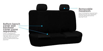 FH Group Stylish Full Set Car Set Covers Front Set and Rear Split Function, Airbag Compatible – Universal Fit for Cars Trucks & SUVs (Solid Black) - color: Black