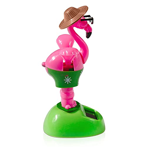 YGMONER Flapping Wings Flamingo Solar Powered Hawaii Style Shaking Ornaments Car Dashboard Dancer Bobble Head (Flamingo A) - color: Flamingo a