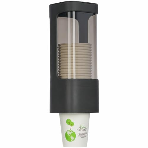 Cup Dispenser, Wall Mounted Water Cooler Cup Dispenser for 3oz-5oz Disposable Cups, Bathroom Cup Holder, Plastic Paper Cup Dispenser with Adhesive/Screw Mount for Office, Hospital, Bathroom - color: Black