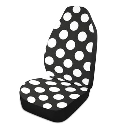 2 PCS Polka Dot Car Seat Covers Abstract White Dots on Black Background Modern Pattern Cute Dots Pattern Vehicle Seat Protector Cushion Cover Universal Car Accessories for SUV Truck Sedan - color: White Black