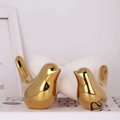 2 Pcs Gold Decor Accents,Small Animal Statues,Modern Home Decorative, Birds Sculpture, Ornaments for Shelf, Bookshelf, Coffee Table,Knick Knacks Home Decor for Shelves(Gold Bird)