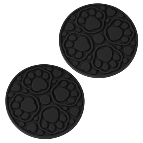 YoRise 2PCS Dog Paw Print Car Cup Holder Coasters, 2.75" Waterproof & Non-Slip Silicone Cup Holder Insert Coaster, Cute Drink Coasters, Car Interior Accessories for Most Vehicles (Black) - color: Black