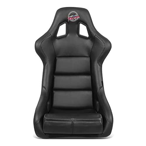 NRG Innovations FRP-302BK-V Bucket Racing Seat Double Layer FRP Black Vinyl Wrapped Mixed-density Foam 5 Point Harness Compatibility - color: Black