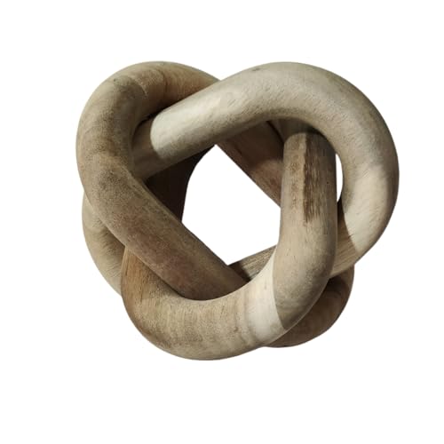Wood Knot Decor -Coffee Table Decor Shelf Decor Table Books Hand Carved Home Decoration Boho Country Rustic Modern Shabby Chic Style 3 Link Wooden Knot Chain Link Decor (Rustic) - color: Rustic