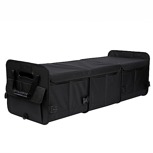AOKJOY Car Trunk Organizer with Lid Storage Collapsible Multi Compartment Adjustable Straps for SUV, Truck, Sedan(Black) XL - color: Black