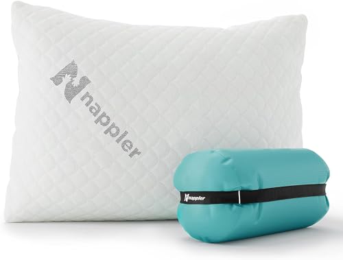 Nappler Small Shredded Memory Foam Pillow for Travel and Camping - Compressible Medium Firm Bed Pillow, Contoured Support, Breathable Cover, Machine Washable, Ideal Backpacking, Airplane and Car - color: White, size: Medium