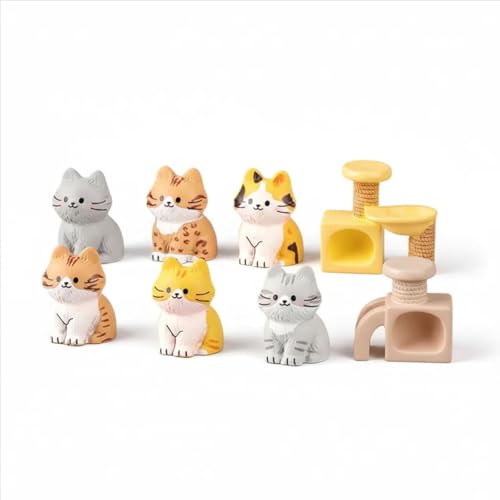 10Pcs 8Pcs Cute Cat Car Decorationsr Dashboard Decorations | Resin Material Set of Funny Dash Decor Rearview Mirror Car Ornament for Home Decor - color: Mixed Color2