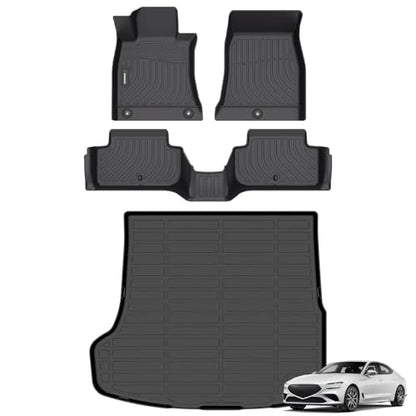 ANBINGO®Custom Genesis G70 RWD Floor Mats 2019-2026,for Genesis G70 Car Weather Mat All Weather Mats for G70 TPE Car Matt Rugs for G70 Rubber Trunk Carpet for G70 - size: For G70 RWD 2019-2026 /Set
