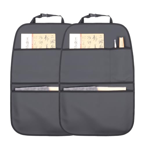 Kick Mat Back Seat Protector Waterproof Leather Car Seat Back Organizers Cover with 3 Storage Pockets for Kids Pets SUV Sedan Minivan Truck Car Travel Accessories (Black 2-Pack) - color: Black 2-Pack