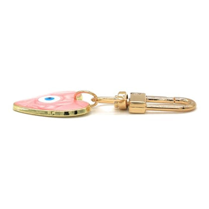 Evil Eye Keychains Sweat-heart Keychains Protection Charm for Women Men Car Key Ring Bag Purse Accessories - color: Pink