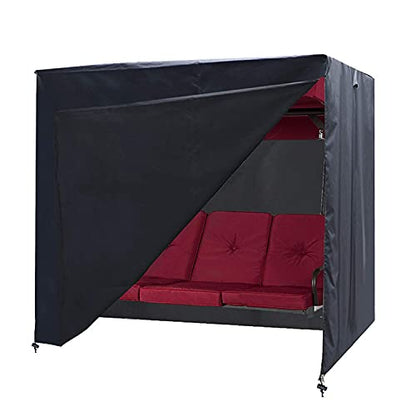 Patio Swing Cove,3 Triple Seater Hammock Cover Garden Swing Cover Garden Hammock Glider Chair Cover Outdoor Swing Cover UV Resistant Swing Canopy Cover(87 * 60 * 72inch) Black - color: Black, size: 87L x 60W x72H inch