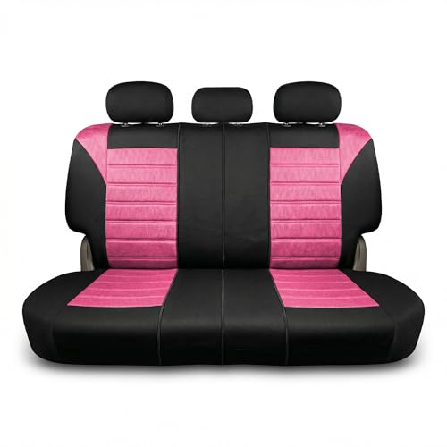 FH Group Automotive Car Seat Covers Rear Set Premium 3D Air Mesh Seat Covers, Airbag Compatible and Split Bench Cover Universal Fit Interior Accessories for Cars Trucks and SUVs - Pink - color: Pink, size: Rear Set