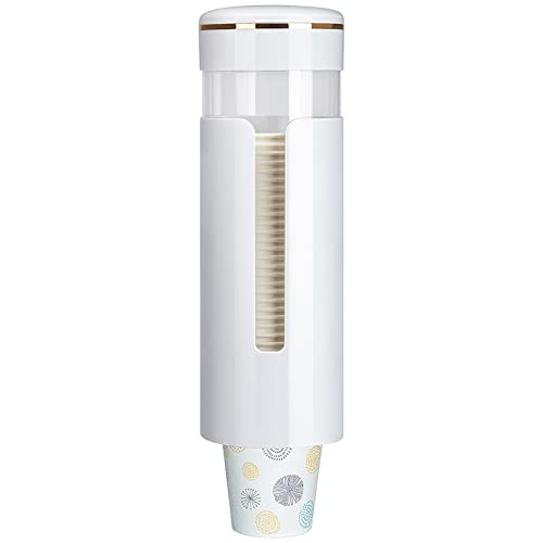 Cup Dispenser, Wall Mount Water Cooler Cup Dispenser fits 4-7 oz Disposable Paper and Plastic Cups, Pull Type Cup Holder for Bathroom, Office, Break Room, Gym, White - color: White