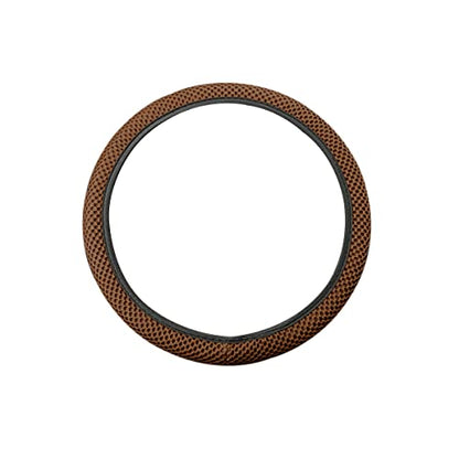 Elastic Stretch Steering Wheel Cover, Universal 15 Inch Car Steering Wheel Cover, Microfiber Breathable Ice Silk, Anti-Slip, Odorless, Easy Carry, Warm in Winter and Cool in Summer (Brown) - color: Brown