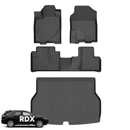 Wayhigh® Floor Mats & Cargo Liner for Acura RDX 2016-2018, All Weather TPE Car Mats Waterproof Heavy Duty Floor Liners Custom Fit for RDX Accessories - style: 1) For Acura RDX / 2016-2018 / Mats Set