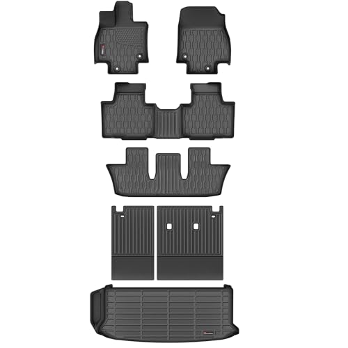 Floor Mats & Cargo Liner for Grand Highlander 2024 2025 2026 7 Seats (Hybrid&Gas), Car Mats Full Set,All-Weather TPE Protection 1st,2nd,3rd Row Car Liners,Backrest Mat & Trunk Mat,Black - style: Grand Highlander 2024 2025 2026 7Seats (Hybrid&Gas))