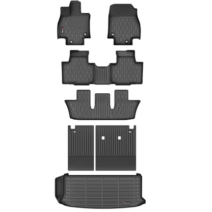 Floor Mats & Cargo Liner for Grand Highlander 2024 2025 2026 7 Seats (Hybrid&Gas), Car Mats Full Set,All-Weather TPE Protection 1st,2nd,3rd Row Car Liners,Backrest Mat & Trunk Mat,Black - style: Grand Highlander 2024 2025 2026 7Seats (Hybrid&Gas))