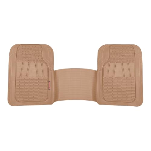 BDK Motor Trend WingRunner Heavy Duty Rubber Rear Floor Mat Liner, Trim-to-Fit Back Row Non-Slip All Weather Interior Protection Universal Fit Trucks Cars Sedans SUVs, Fits 2nd or 3rd Row - Beige - color: Beige, size: WingRunner (Trim-to-Fit)