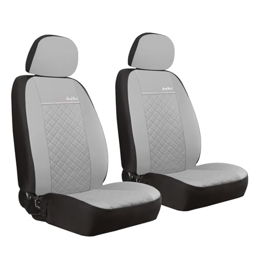 GIANT PANDA Front Car Seat Covers, Bucket Seat Covers,Faux Leather Low Back Auto Seat Covers for Cars, Trucks, Jeep, Van, SUV, Pickup, Airbag Compatible (Gray) - color: Gray(Separate headrest)