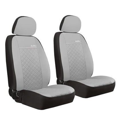 GIANT PANDA Front Car Seat Covers, Bucket Seat Covers,Faux Leather Low Back Auto Seat Covers for Cars, Trucks, Jeep, Van, SUV, Pickup, Airbag Compatible (Gray) - color: Gray(Separate headrest)