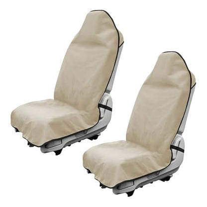 DXNQ 2PCS Car Towel Seat Cover, Waterproof Sweating Non-Slip Premium Soft Towel Carseat Protector, Universal Machine Washable Car Truck SUV Front Seat Cover for Gym Workout Beach Hiking (Beige) - color: Beige, 2pcs, Front