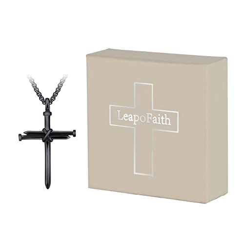 Isaiah 41:7 Nail Cross for Car Rearview Mirror Hanging Accessories Pendant Necklace For Men Women Car Charm Hanging Ornament Decor Christian Religious Cross Pendant (Black)