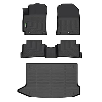 All Weather Car Floor Mats & Cargo Liner Set for Hyundai Kona 2018-2023/ Kona N 2022-2023 (No Electric Models) Custom Fit Accessories - Black - style: 4) For Kona 2018-2023 Set
