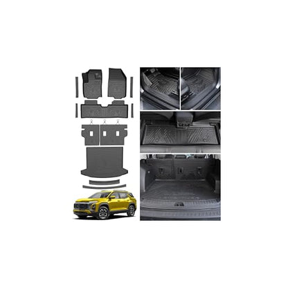 KUST Floor Mats for 2025-2026 Chevy Equinox/GMC Terrain Accessories (Gas Only), All Weather Car Mats with Backrest Mat & Cargo Trunk Liner & Door Sill Protector, TPE Rubber, Raised Edge, Full Set
