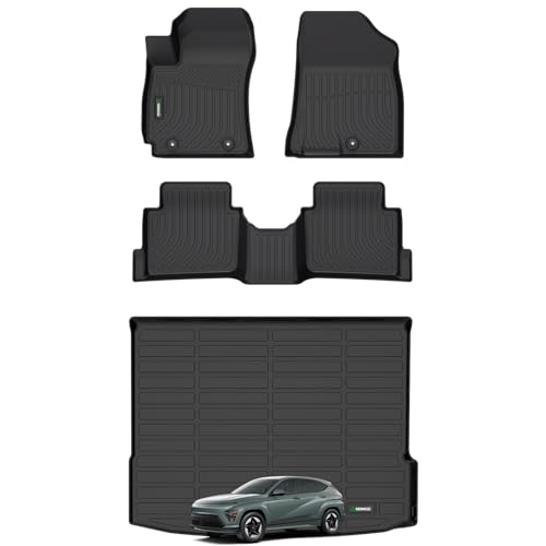 ANBINGO®Fit for Hyundai Kona Floor Mats 2024-2026(NO EV)&Cargo Liners All Weather Mats for Hyundai Kona TPE Car Mat Rugs for Kona Rubber Trunk Carpet for Kona Automotive Accessories - size: For Kona | 2024-2026 | Set