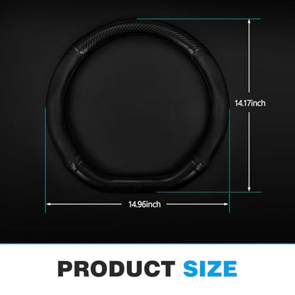 D-shaped Steering Wheel Cover, Carbon Fiber Pattern Anti-slip Wear-resistant Sweat-absorbent Microfiber Leather Steering Wheel Protector, Four Seasons Universal Accessory (Black)