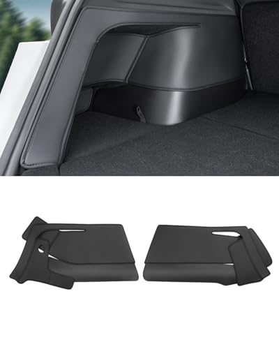 Model Y Juniper 2025 2026 Trunk Side Protector Pads, Leather Velcro Stick Cargo Side Protect Mat Compatible with Tesla 2026 Model Y Juniper Interior Protection Accessories Set of 2 (Left + Right Side)