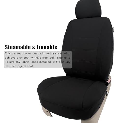 Champlus Car Seat Covers, Durable Breathable Mesh 2 Front Bucket Seat Covers, Universal Fit Automotive Sedan Cars, SUVs, Trucks, Mini Vans, Airbag Compatible, Easy to Install, Black - color: Black/Black