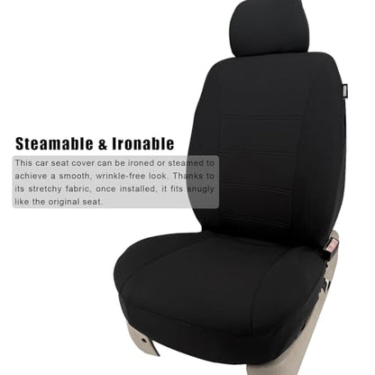 Champlus Car Seat Covers, Durable Breathable Mesh 2 Front Bucket Seat Covers, Universal Fit Automotive Sedan Cars, SUVs, Trucks, Mini Vans, Airbag Compatible, Easy to Install, Black - color: Black/Black